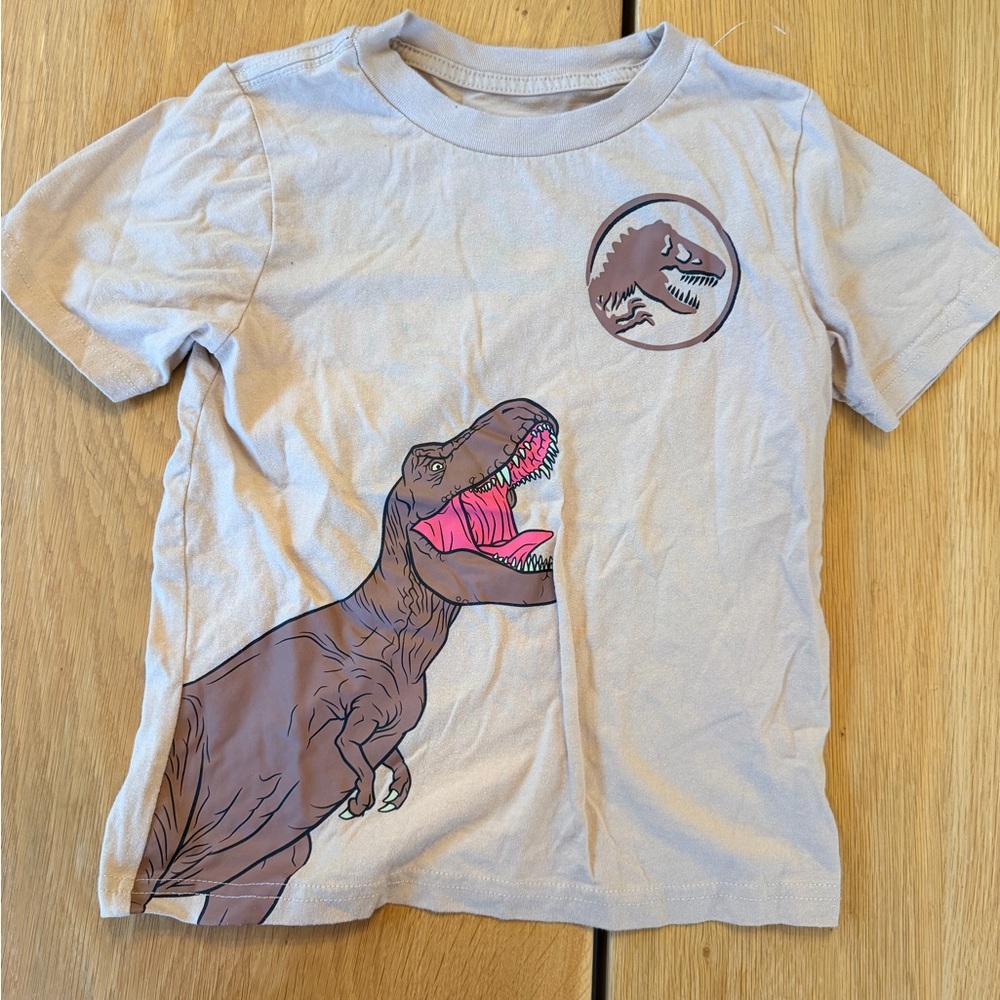 Kids Dinosaur Graphic T-Shirt - Tan - Picture 1 of 6